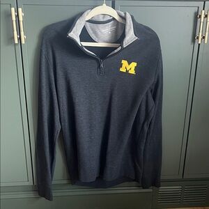 Vineyard Vines Michigan Black and Gray Quarter-Zip with Yellow Logo